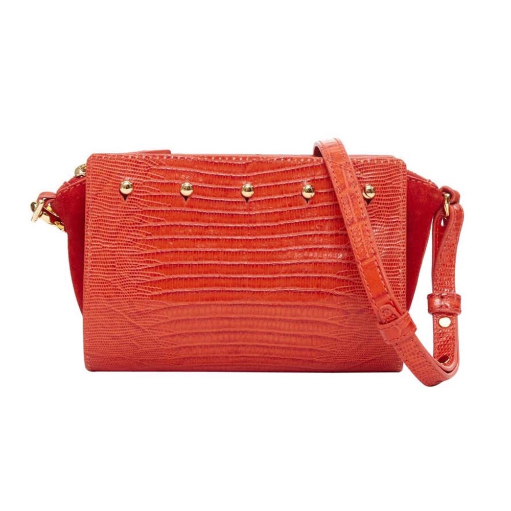 $795 Alexander Wang Pelican Sling Red Croc-embossed Leather Crossbody Bag